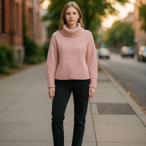 Pink Republic Womens Sweater Size XS Soft Fluffy Turtleneck Mauve Blossom NEW - Picture 1 of 6